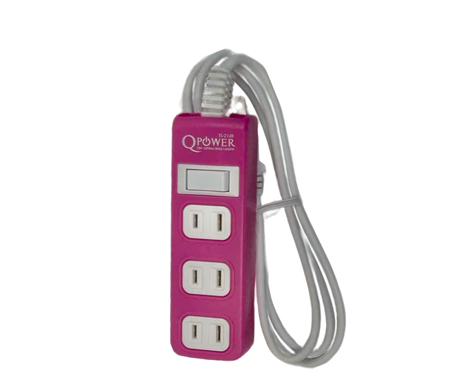 Tyson 太順電業 QPOWER 太超值 2孔1開4插延長線插座 TS-214B 6尺, 1.8m, 洋紅色, 1條