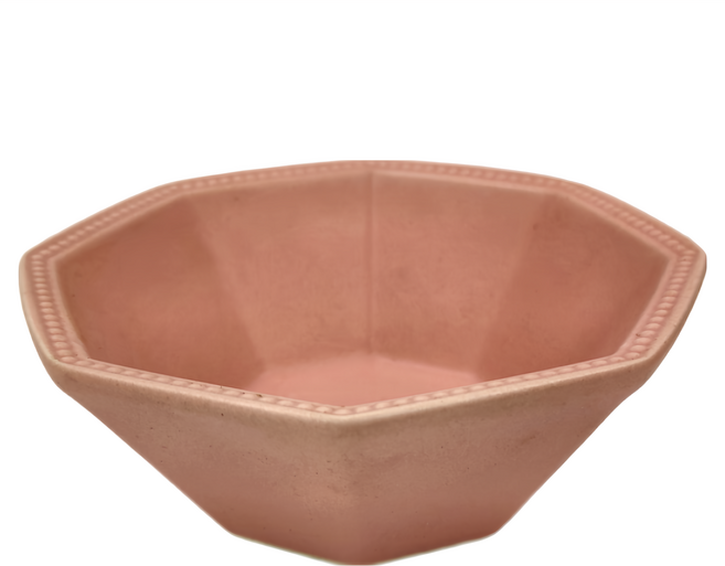 Homely Zakka 北歐簡約啞光色釉八角新骨瓷餐碗 飯碗 點心碗 19.5 x 2.5cm 570g, 馬卡龍粉, 1個