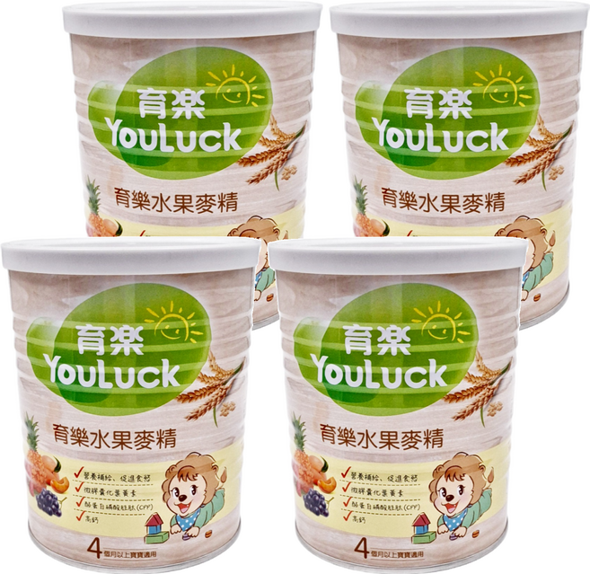 YouLuck 育樂 麥精, 水果, 280g, 4罐