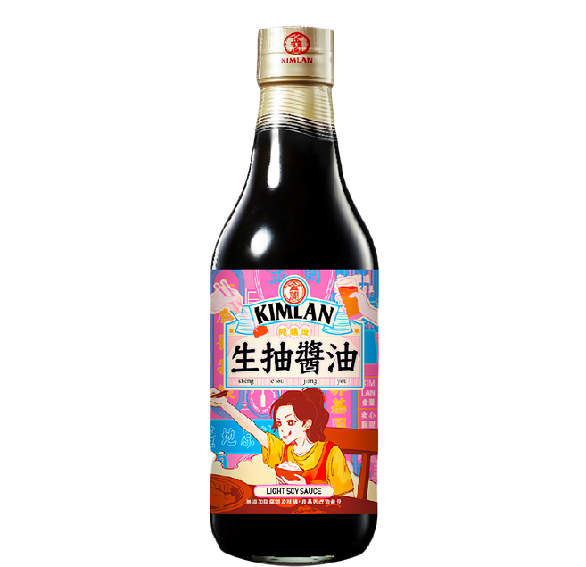 KIMLAN 金蘭 生抽醬油 適用於涼拌菜或炒菜 醬香味美 色澤清澈透明, 590ml, 1瓶