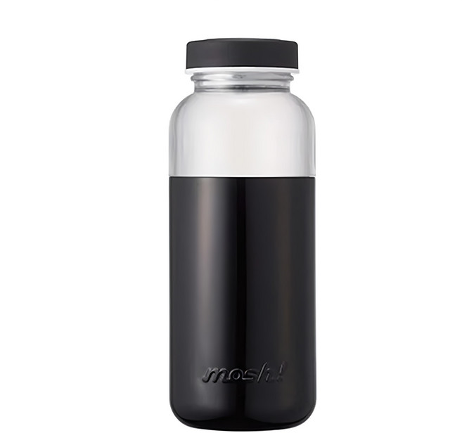 mosh 膠囊保冷瓶 CP500BK 500ml 不鏽鋼內瓶 Tritan樹脂 真空雙層 大口徑, 黑色, 1瓶