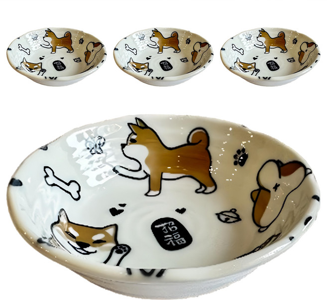 Ciao Li 僑俐餐瓷 柴犬5缽 日本製, 1組, 缽, 黑色/黃色/白色