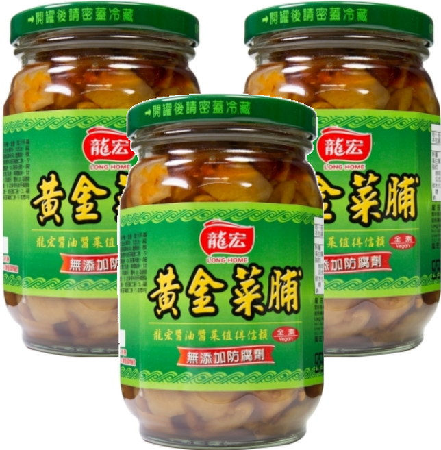 龍宏 黃金菜脯 無添加防腐劑, 370g, 3罐