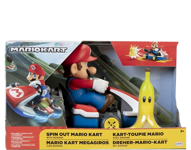 JAKKS PACIFIC 任天堂失控賽車 2.5吋 超級瑪利歐 兒童玩具, 超級瑪利歐 藍色 + 白色 + 紅色, 1個