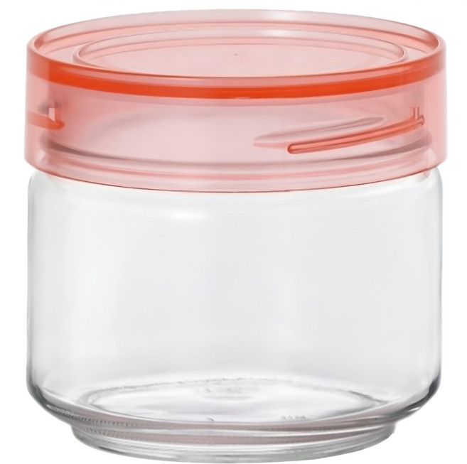 ADERIA 日本進口抗菌密封寬口玻璃罐 粉色, 500ml, 1個