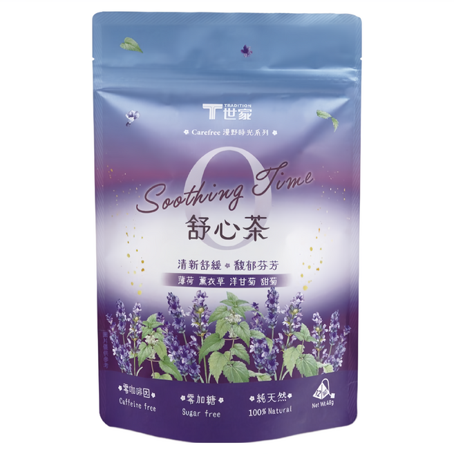 T世家 漫野時光 無咖啡因茶系列 薄荷薰衣草舒心茶, 4g, 12個裝, 1袋