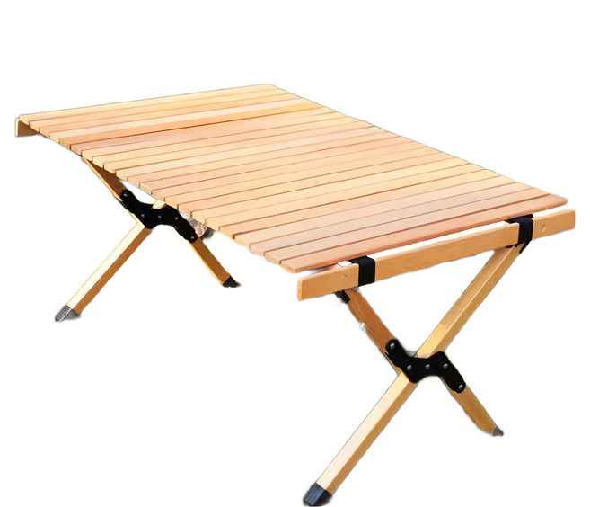 理享家 高碳鋼加厚折疊露營桌 原木色 堅固耐用 易於收納, 1個
