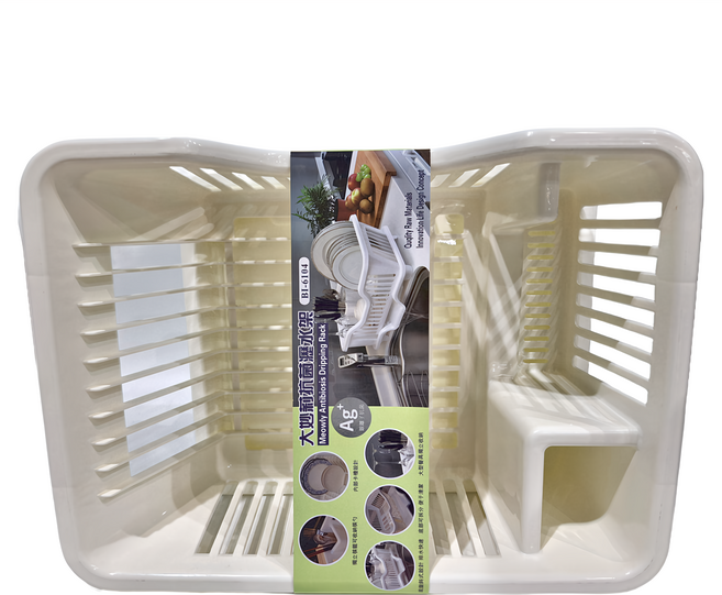 大妙莉抗菌瀝水架碗盤架 - PP材質, 白色, 1個, 1