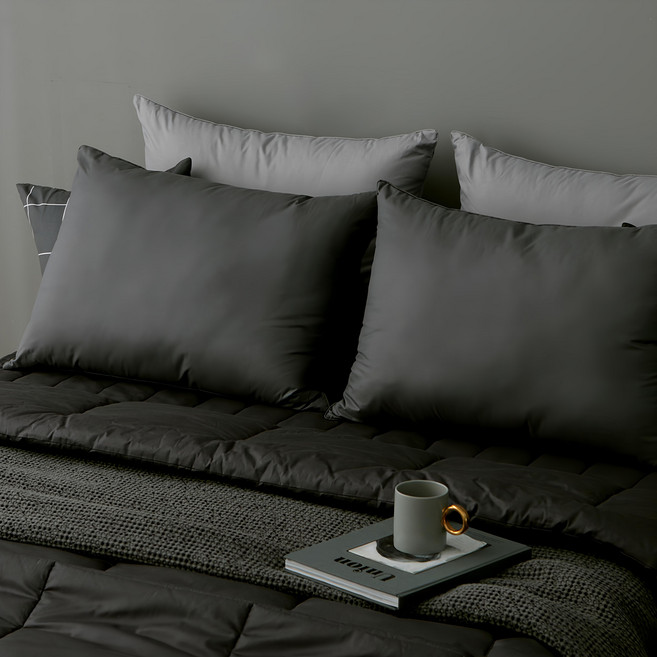 slip-on 可整顆水洗睡眠枕, 炭灰色, 2個