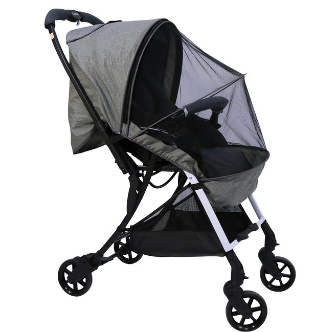 vivibaby 貝殼型 全罩式加大加密拉鍊 手推車/餐搖椅/安全座椅 防蚊帳, 1個, 灰色