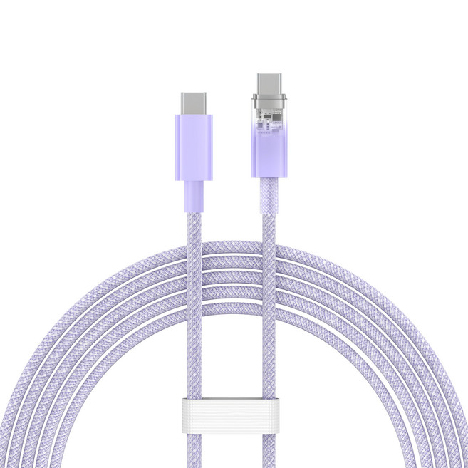 Baseus 倍思 探索者系列 智慧溫控快充傳輸線 Type-C-Type-C 100W, 2m, 星雲紫, 1條