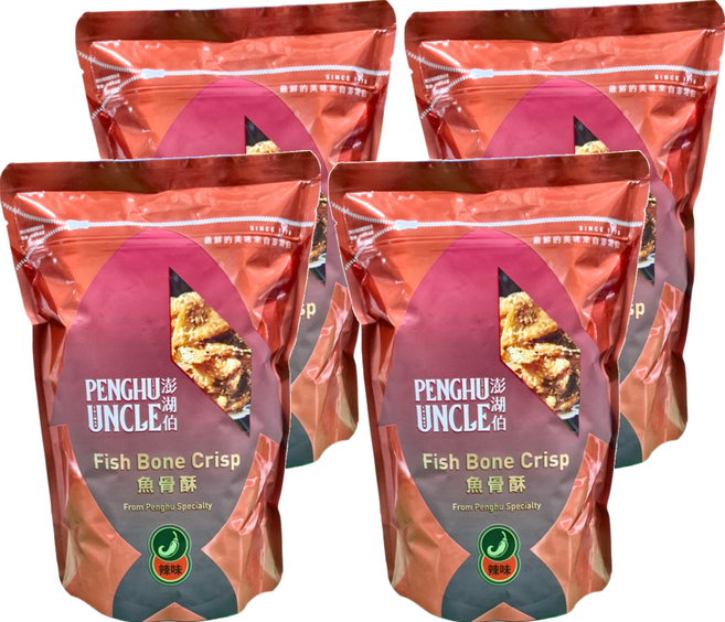 澎湖伯 魚骨酥 辣味, 100g, 4包