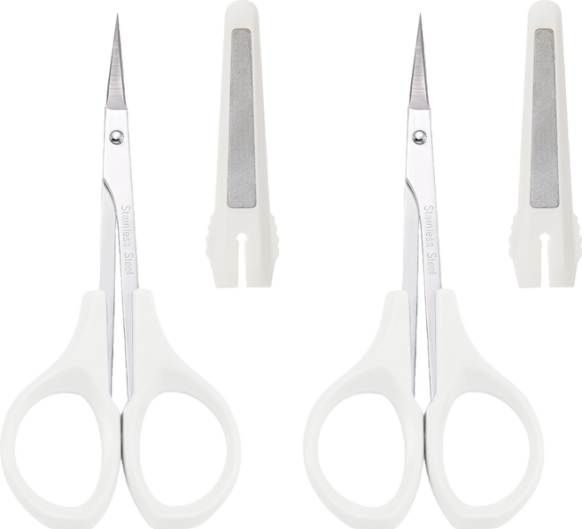 Sunland HAJIME 美容銼刀剪 直刀尖頭 420不鏽鋼 ABS合成樹脂 台灣產, 2支, 白色