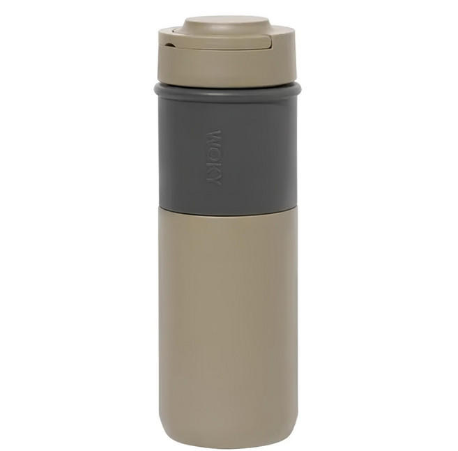 WOKY 沃廚 台灣公司貨 JIN真瓷系列 陶瓷環保提手杯, 軍綠色, 500ml, 1個