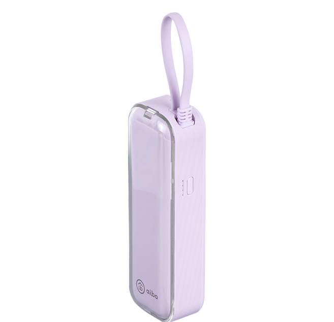 aibo AC50 自帶線插頭二合一 22.5W快充行動電源 自帶Lightning線 11.4 x 3.7 x 2.8cm 150.8g 原廠保固, BPN-AC50L, 柔霧紫