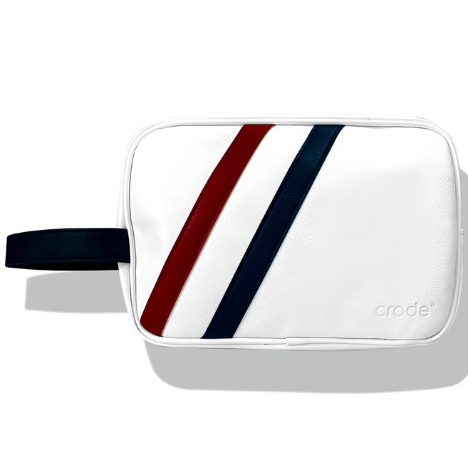 크로드 골프 파우치 2단 클래식화이트 가죽 파우치백