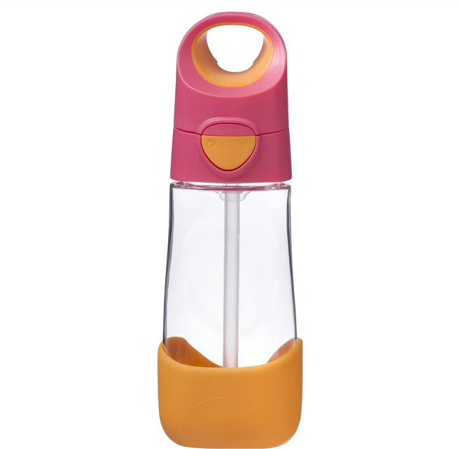 b.box Tritan 隨行水壺 450ml 耐撞耐用 適合戶外活動和日常使用, 草莓粉, 1個