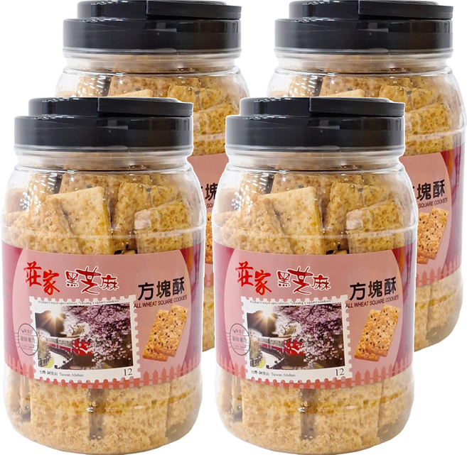 莊家 黑芝麻方塊酥, 4罐, 450g