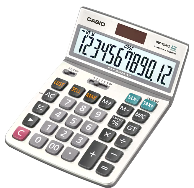 CASIO 卡西歐 可摺式螢幕桌上型12位數計算機, 銀色, 1台