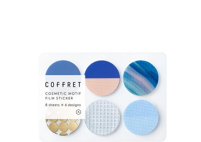 KING JIM HITOTOKI COFFRET 調色盤薄膜貼紙 圓圈 COFC001 50 x 72mm, 地平線藍, 1組