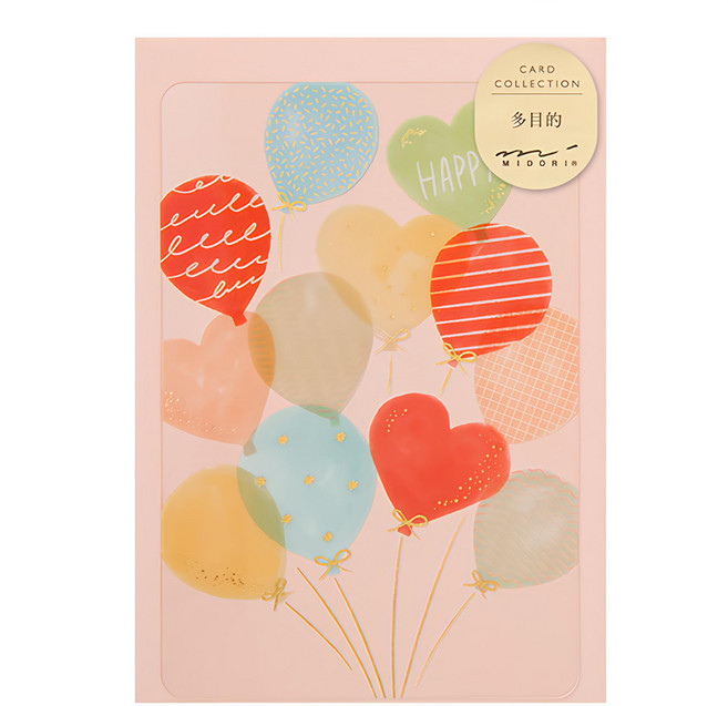 日本 MIDORI 透明卡片, 氣球 透明色, 1張