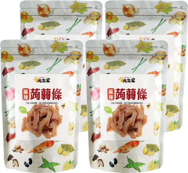 元氣家 高纖麻辣蒟蒻條, 200g, 4包