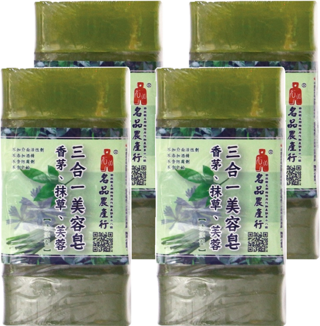 名品農產行 三合一精油美容皂 香茅 + 抹草 + 芙蓉 清涼型 5入, 4組, 500g