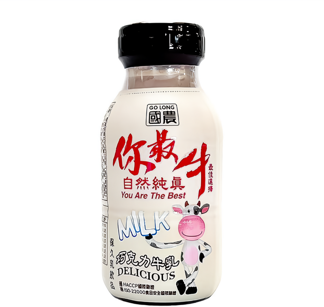 國農 巧克力牛乳, 215ml, 24罐