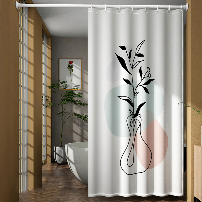 京太陽 防水浴簾, 冰透柔葉, 1個