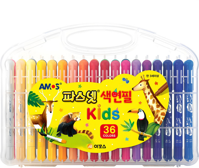 AMOS 阿摩司 派思樂兒童旋轉彩色蠟筆 36色, 1組