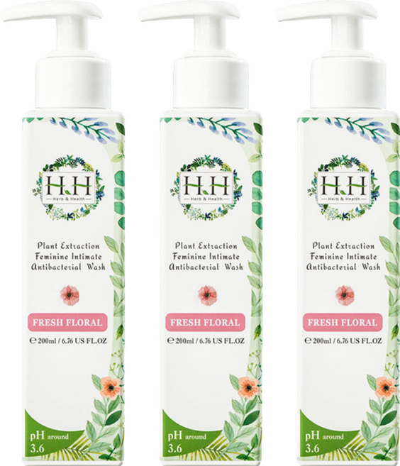 HH 草本新淨界 私密植萃抗菌潔淨露 清新花香, 200ml, 3瓶