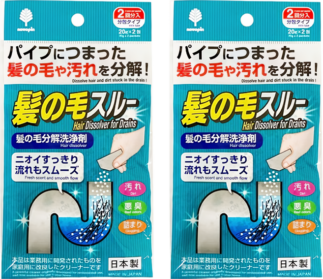 novopin Benly YOU 排水管毛髮積污分解清潔劑 2件組, 40g, 2包