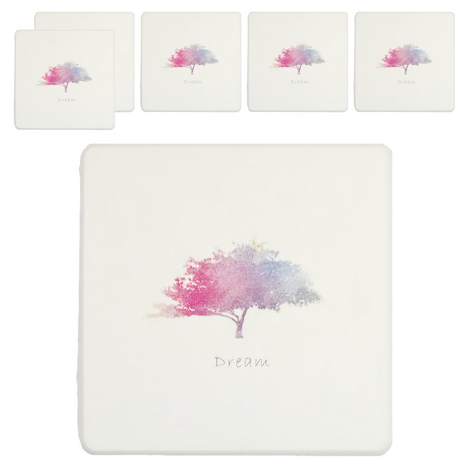 收納王妃 小清新杯墊 方形, 彩色夢, 6個