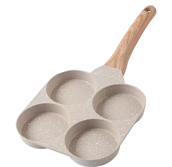 鼎匠 雞蛋漢堡鍋 4孔圓型 米白色, 38cm, 1個