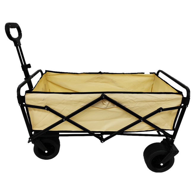 全鋼車架露營車越野折疊小推車 10吋坦克輪 + 帶煞車 90 x 50 x 55cm, 卡其色, 1個