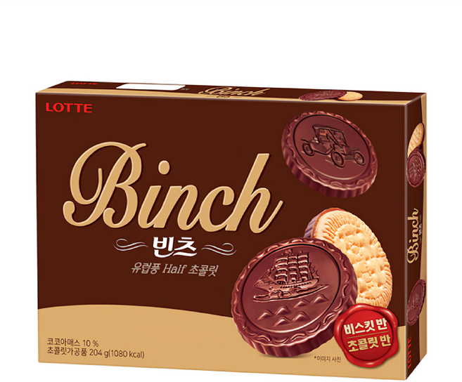 LOTTE 樂天 Binch 巧克力餅乾, 204g, 1盒