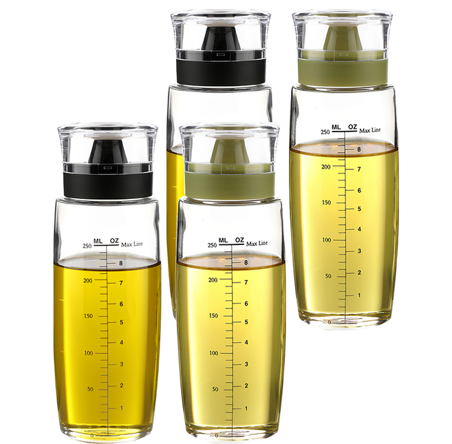 SINOGLASS 圓形矽膠蓋玻璃油瓶套裝 黑色+綠色, 300ml, 2組