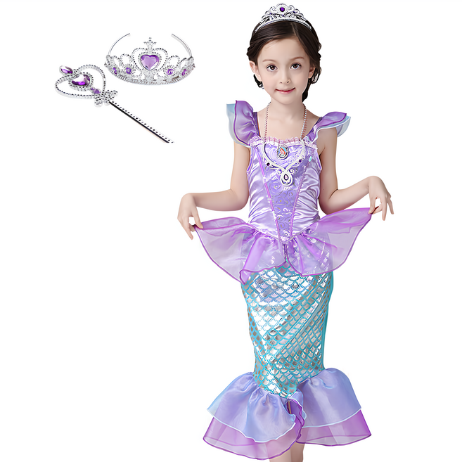 유니엔젤 바다공주 드레스 + 왕관 + 요술봉 세트