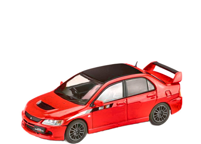 Hobby JAPAN 1/64 三菱 MITSUBISHI LANCER EVOLUTION 9 MR GSR JDM改裝版 附展示引擎 紅色模型, 1個