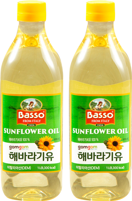 Basso 巴碩 gomgom 葵花籽油, 2瓶, 1L