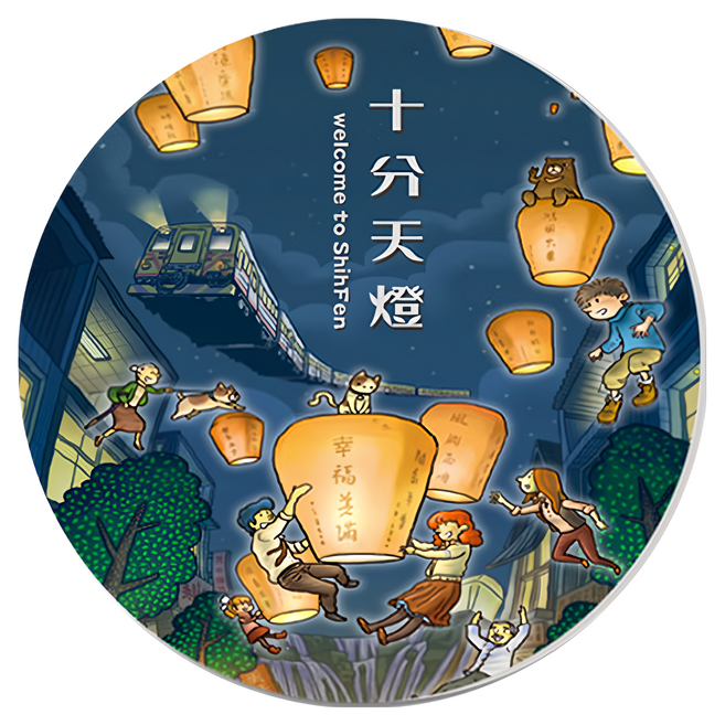 JB Design 吸水杯墊, 飛翔天燈 多色, 1個