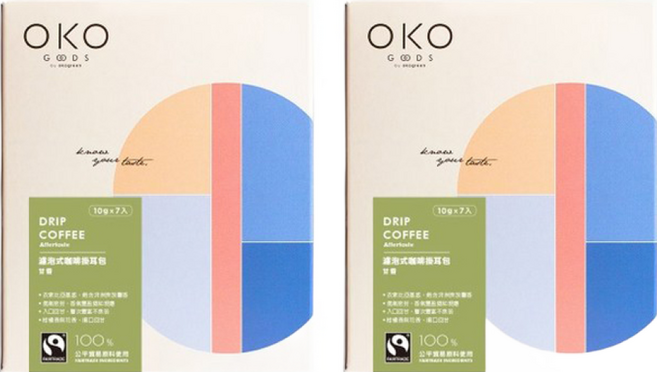 OKO 生態綠 濾泡式咖啡掛耳包 甘香綠, 10g, 7包, 2盒