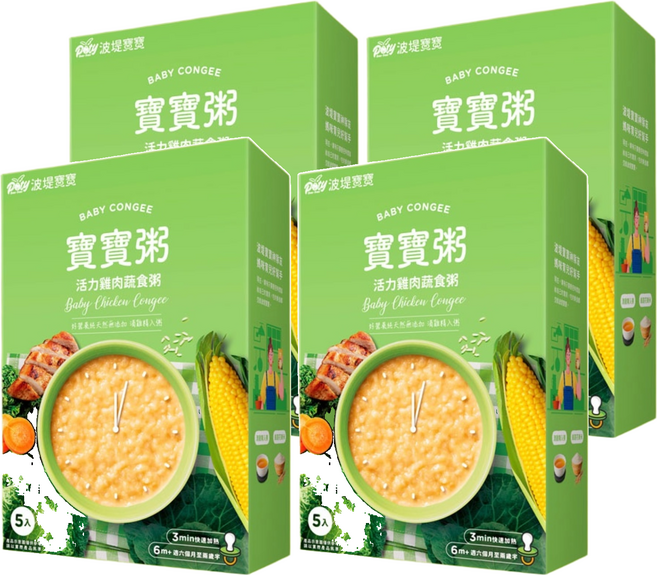 波堤寶寶 寶寶粥 活力雞肉蔬食, 750g, 4盒