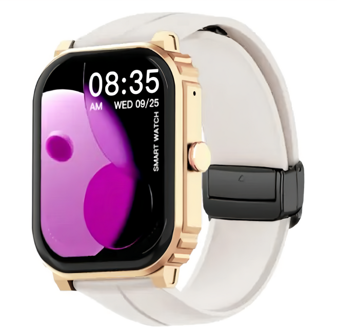 Ergotech 人因科技 5ATM游泳心率血氧藍牙通話腕錶 SW210 原廠保固, 2.01mm, 奶茶金, 藍牙