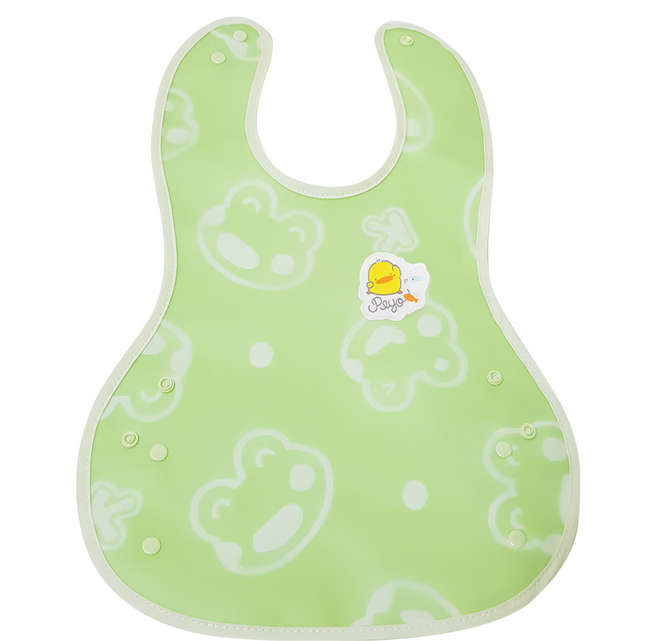 PiYOPiYO 黃色小鴨 防水擦拭成長圍兜, 綠色, 1件, 1件