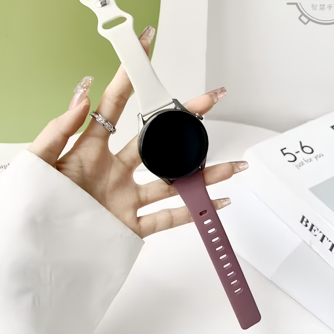 Apollo Life 阿波羅 拼色矽膠小蠻腰錶帶 快拆式, 杏色 + 烟紫色, 1個