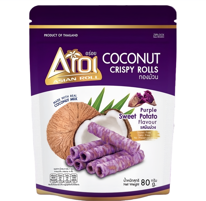 Aroi 紫薯風味椰子捲, 1包, 80g