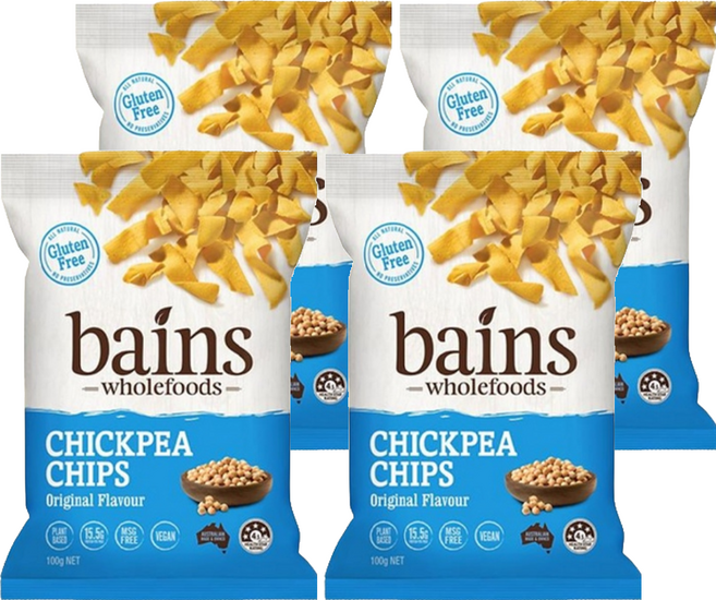 bains wholefoods 鷹嘴豆零食脆片 原味, 100g, 4包