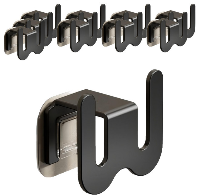i LIFE 鋁合金壁掛式無痕貼拖鞋架, 黑色, 10個