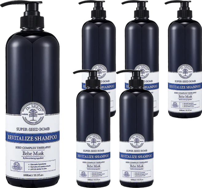 Dr.SEED 柔敏香氛洗髮精 寶寶香 含印加果油/燕麥/黑豆成分 保濕鎖水 給予髮絲充足營養, 1L, 6瓶